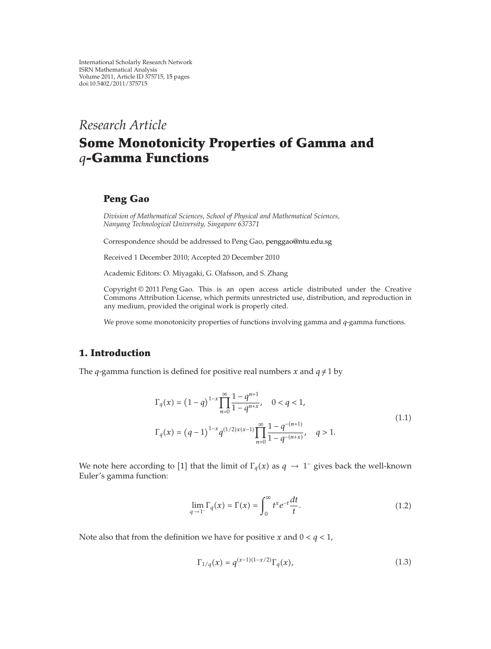 Some Monotonicity Properties Of Gamma And Q Gamma Functions Topic Of Research Paper In Mathematics Download Scholarly Article Pdf And Read For Free On Cyberleninka Open Science Hub
