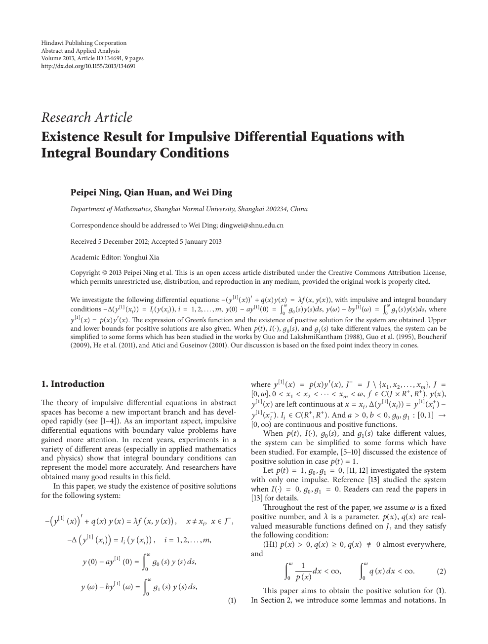Existence Result For Impulsive Differential Equations With Integral Boundary Conditions Topic Of Research Paper In Mathematics Download Scholarly Article Pdf And Read For Free On Cyberleninka Open Science Hub