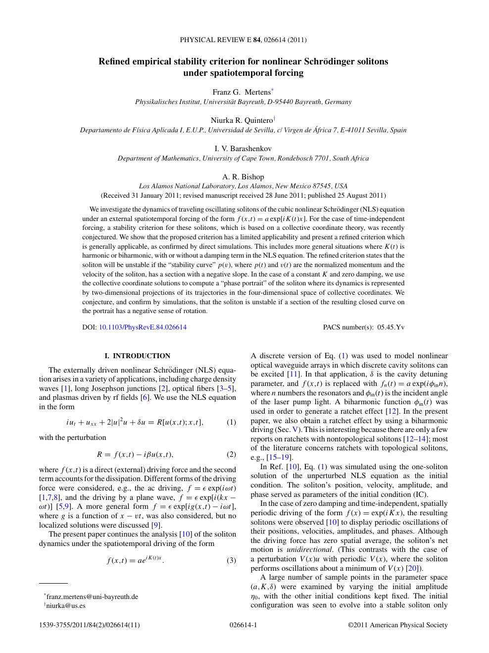 Refined Empirical Stability Criterion For Nonlinear Schrodinger Solitons Under Spatiotemporal Forcing Topic Of Research Paper In Physical Sciences Download Scholarly Article Pdf And Read For Free On Cyberleninka Open Science Hub