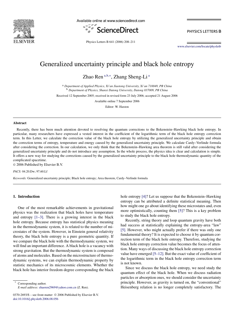 Generalized Uncertainty Principle And Black Hole Entropy Topic Of Research Paper In Physical Sciences Download Scholarly Article Pdf And Read For Free On Cyberleninka Open Science Hub