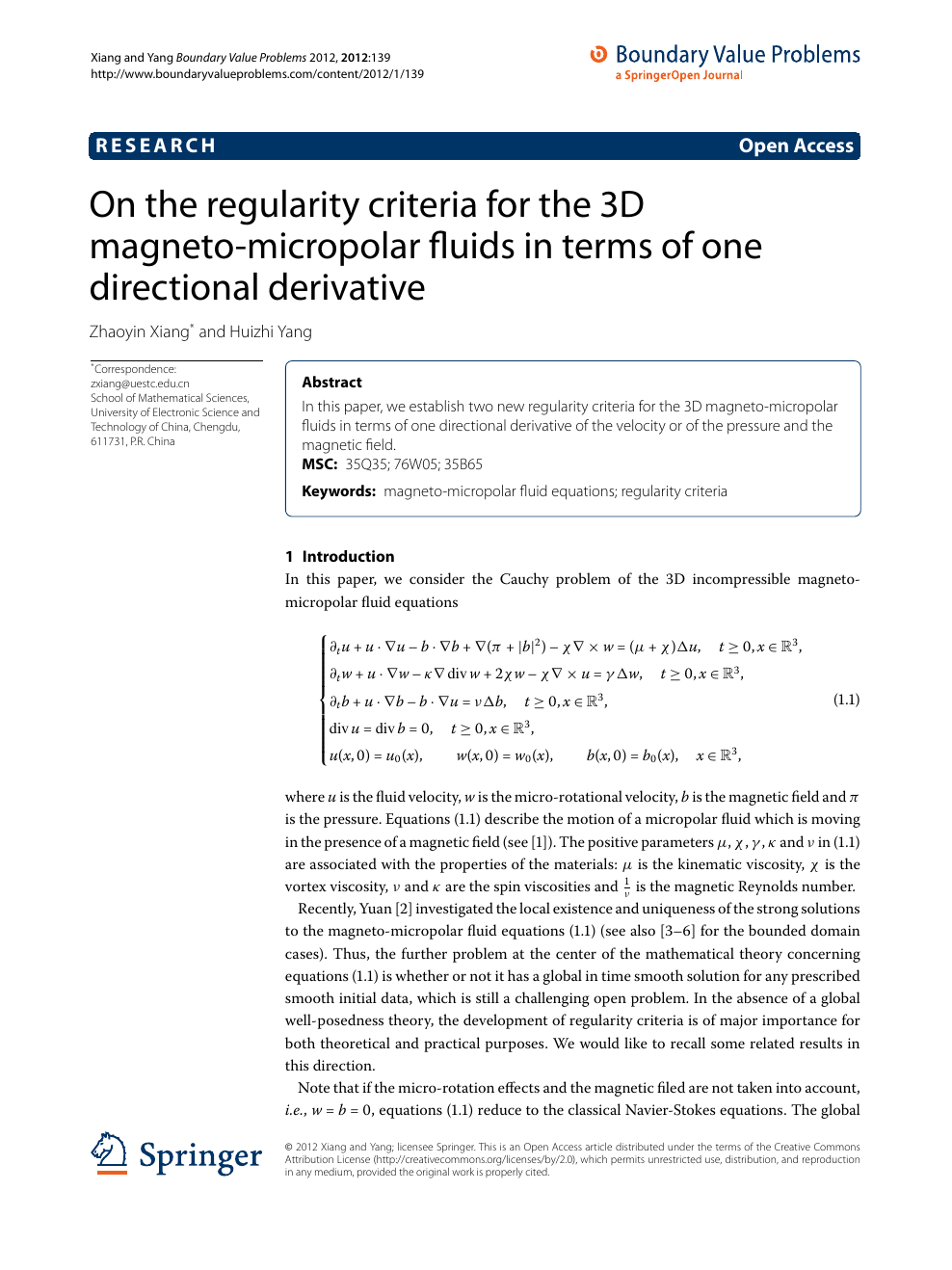On The Regularity Criteria For The 3d Magneto Micropolar Fluids In Terms Of One Directional Derivative Topic Of Research Paper In Mathematics Download Scholarly Article Pdf And Read For Free On Cyberleninka