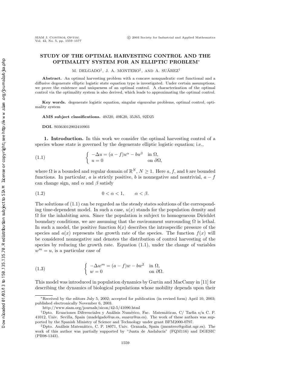 Study Of The Optimal Harvesting Control And The Optimality System For An Elliptic Problem Topic Of Research Paper In Mathematics Download Scholarly Article Pdf And Read For Free On Cyberleninka Open