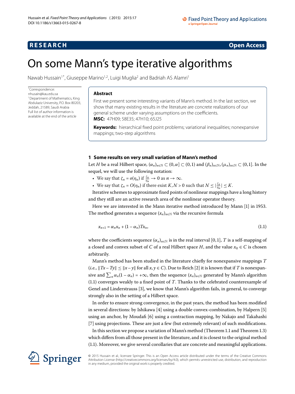On Some Mann S Type Iterative Algorithms Topic Of Research Paper In Mathematics Download Scholarly Article Pdf And Read For Free On Cyberleninka Open Science Hub
