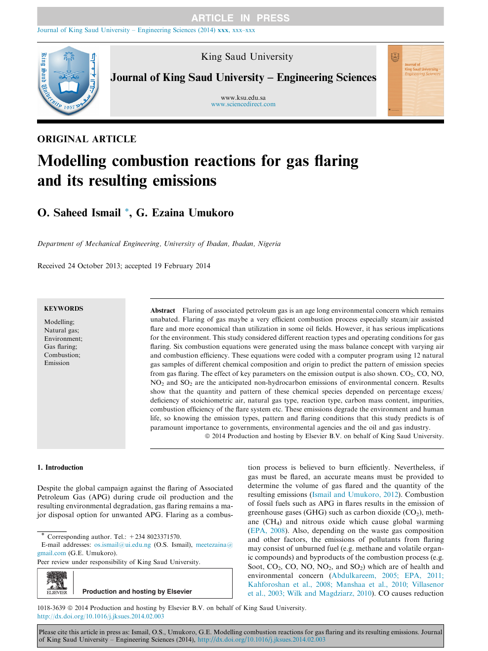 Modelling Combustion Reactions For Gas Flaring And Its Resulting Emissions Topic Of Research Paper In Earth And Related Environmental Sciences Download Scholarly Article Pdf And Read For Free On Cyberleninka Open