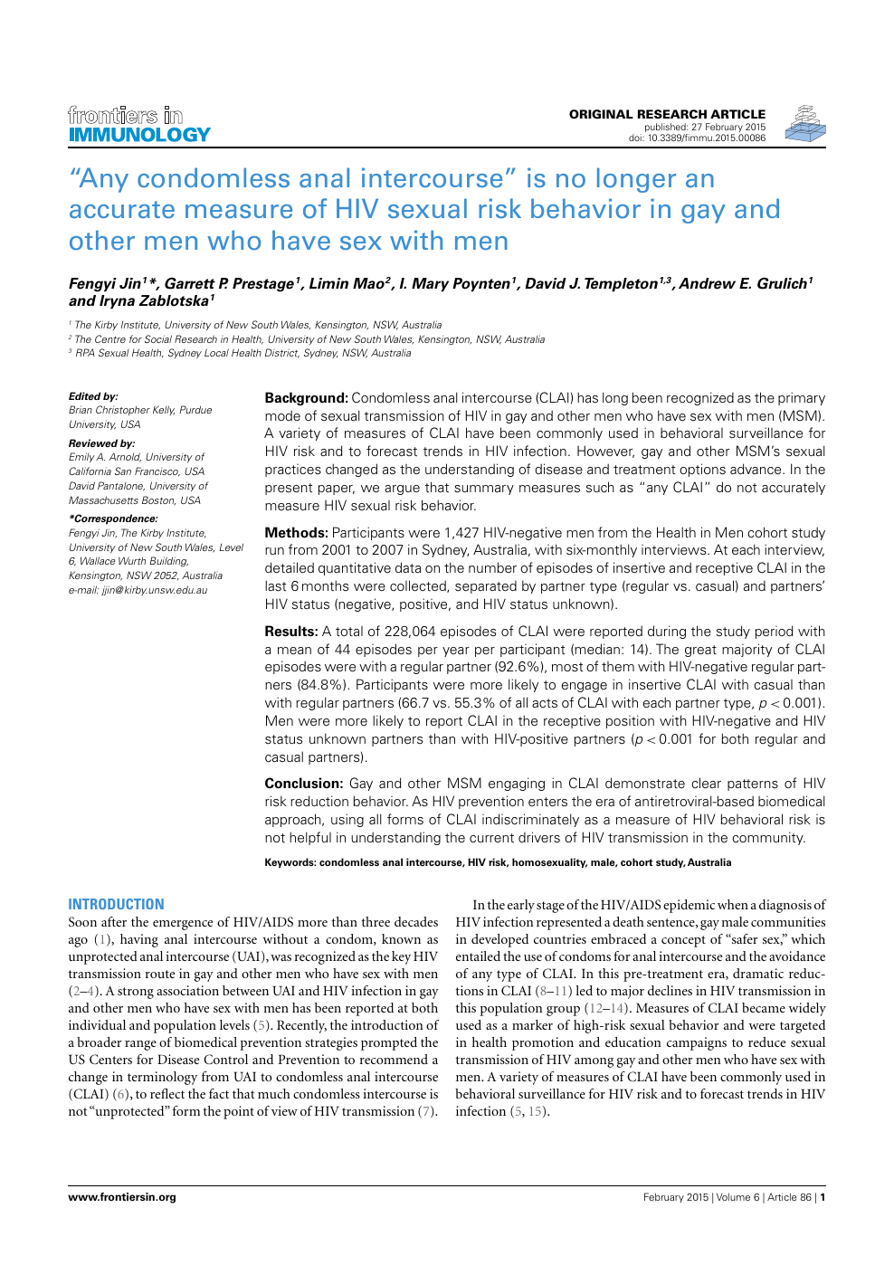 A œany Condomless Anal Intercoursea Is No Longer An Accurate Measure Of Hiv Sexual Risk Behavior In Gay And Other Men Who Have Sex With Men Topic Of Research Paper In Biological