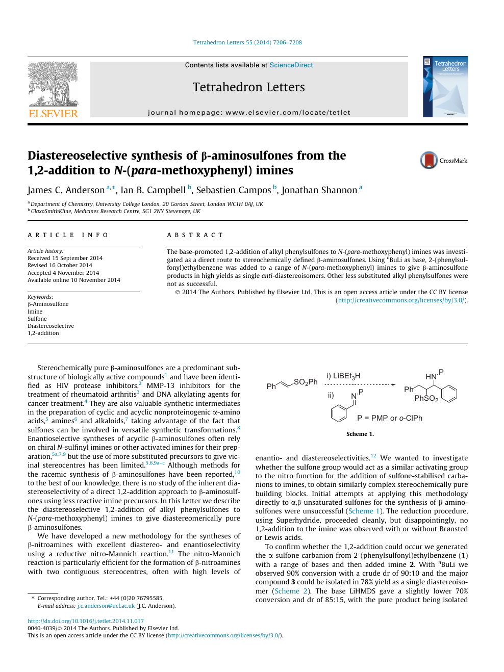 Diastereoselective Synthesis Of B Aminosulfones From The 1 2 Addition To N Para Methoxyphenyl Imines Topic Of Research Paper In Chemical Sciences Download Scholarly Article Pdf And Read For Free On Cyberleninka Open Science Hub