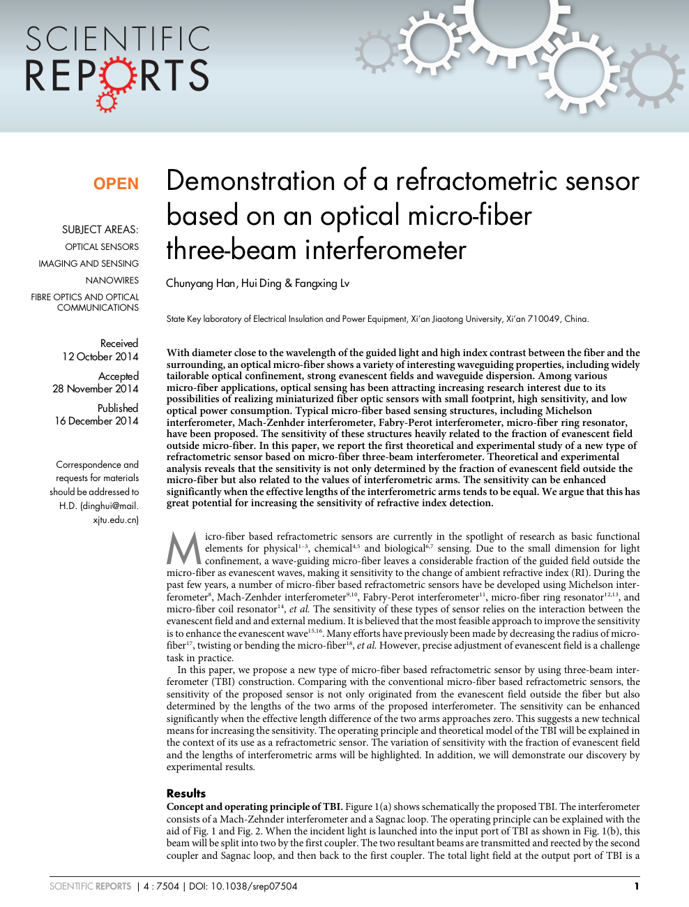 Demonstration Of A Refractometric Sensor Based On An Optical Micro Fiber Three Beam Interferometer Topic Of Research Paper In Nano Technology Download Scholarly Article Pdf And Read For Free On Cyberleninka Open Science Hub