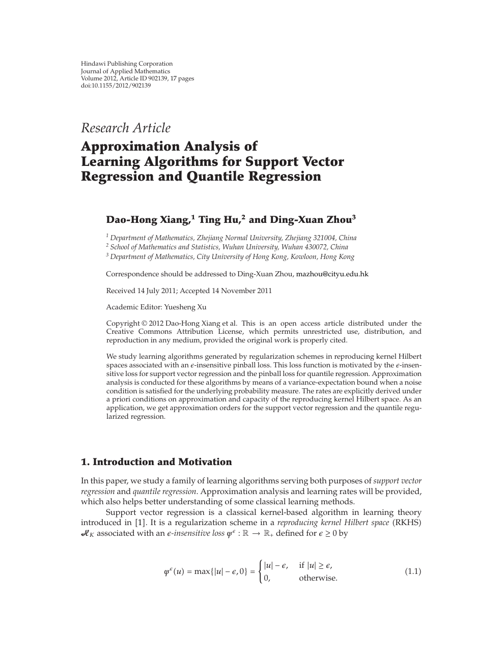 Approximation Analysis Of Learning Algorithms For Support Vector Regression And Quantile Regression Topic Of Research Paper In Mathematics Download Scholarly Article Pdf And Read For Free On Cyberleninka Open Science Hub