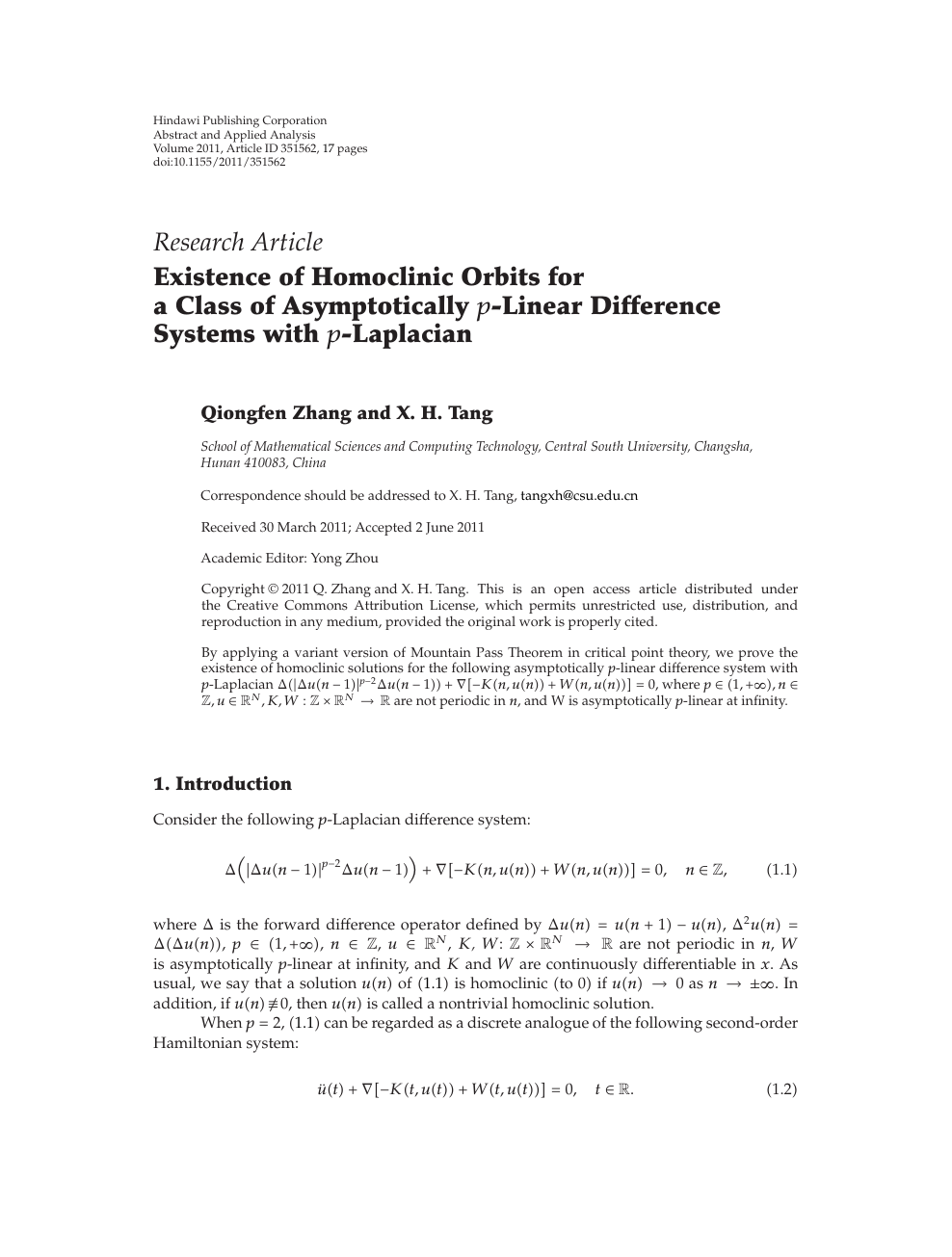 Existence Of Homoclinic Orbits For A Class Of Asymptotically 𝑝 Linear Difference Systems With 𝑝 Laplacian Topic Of Research Paper In Mathematics Download Scholarly Article Pdf And Read For Free On Cyberleninka Open