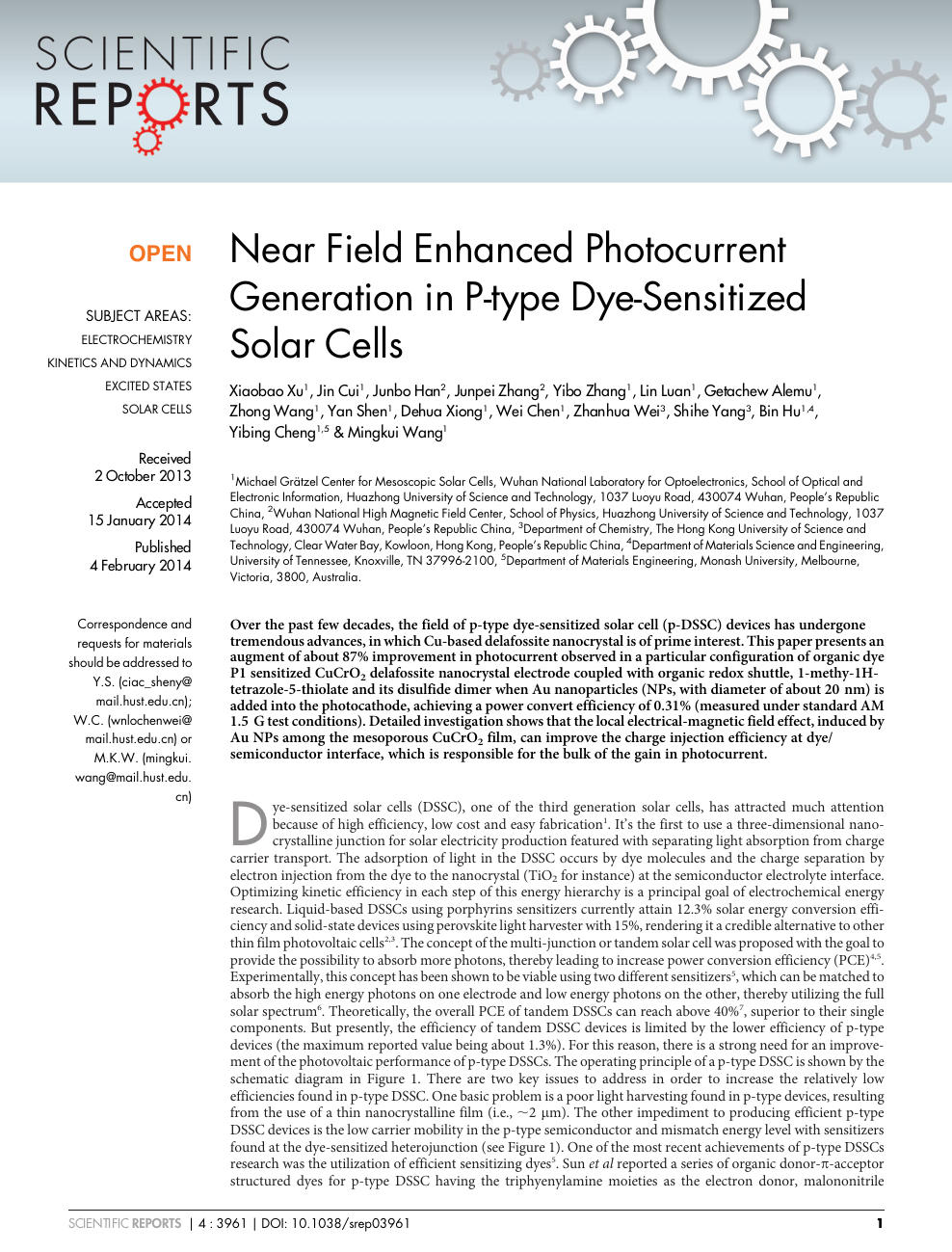 Near Field Enhanced Photocurrent Generation In P Type Dye Sensitized Solar Cells Topic Of Research Paper In Nano Technology Download Scholarly Article Pdf And Read For Free On Cyberleninka Open Science Hub