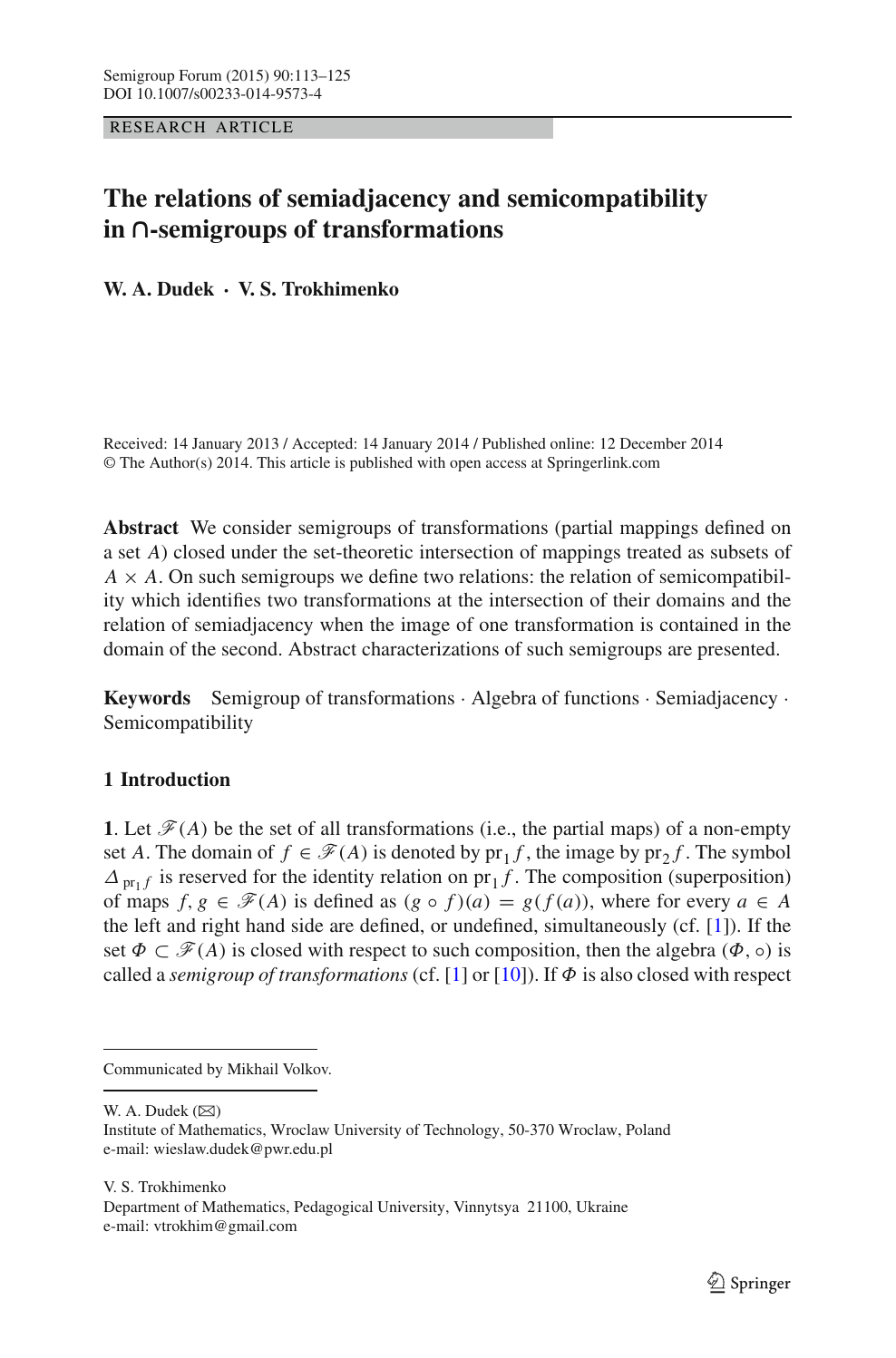 The Relations Of Semiadjacency And Semicompatibility In Cap Semigroups Of Transformations Topic Of Research Paper In Mathematics Download Scholarly Article Pdf And Read For Free On Cyberleninka Open Science Hub