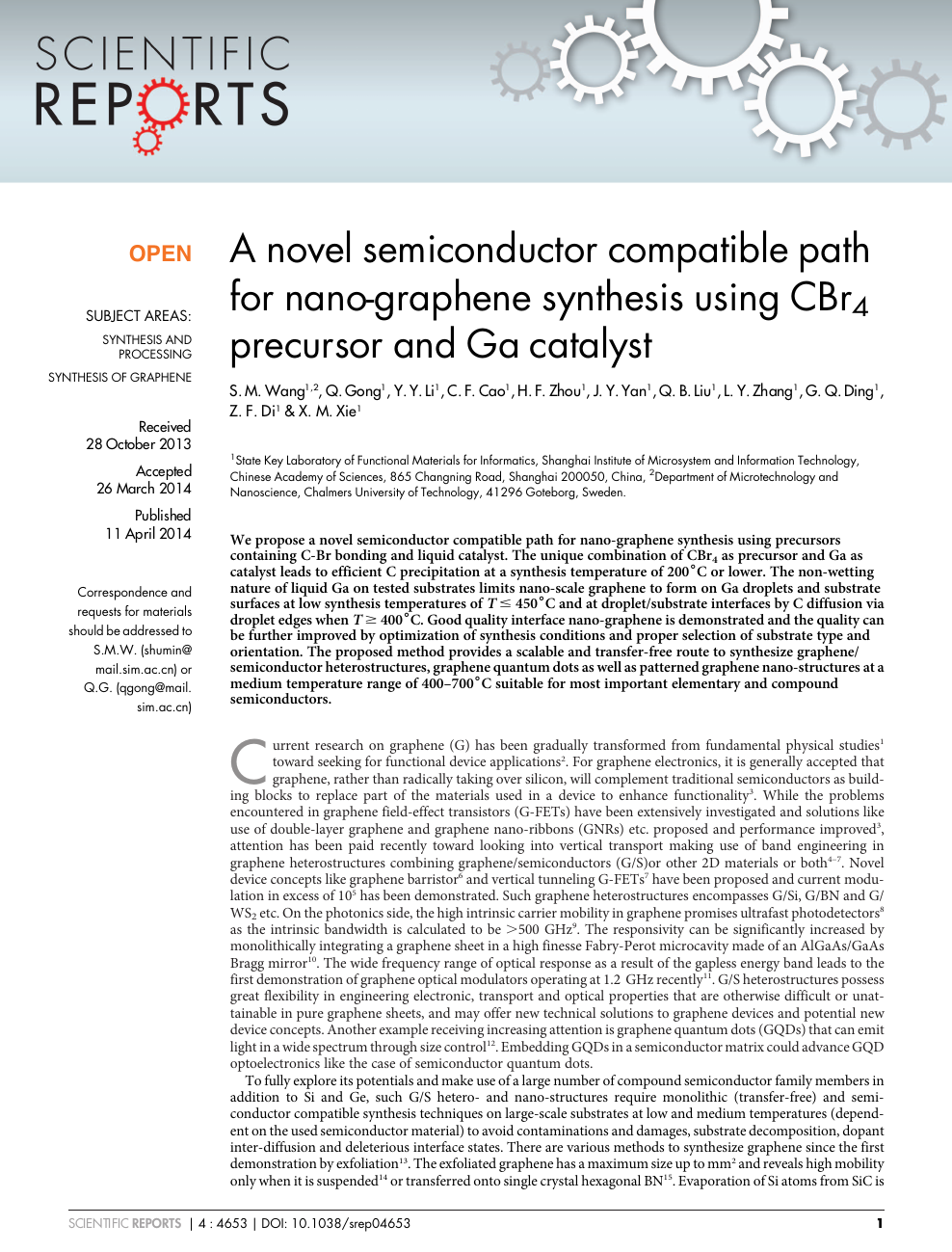A Novel Semiconductor Compatible Path For Nano Graphene Synthesis Using Cbr4 Precursor And Ga Catalyst Topic Of Research Paper In Nano Technology Download Scholarly Article Pdf And Read For Free On Cyberleninka Open