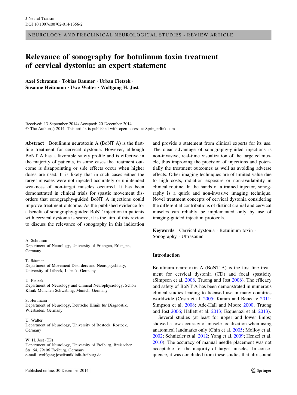 Relevance Of Sonography For Botulinum Toxin Treatment Of Cervical Dystonia An Expert Statement Topic Of Research Paper In Clinical Medicine Download Scholarly Article Pdf And Read For Free On Cyberleninka Open