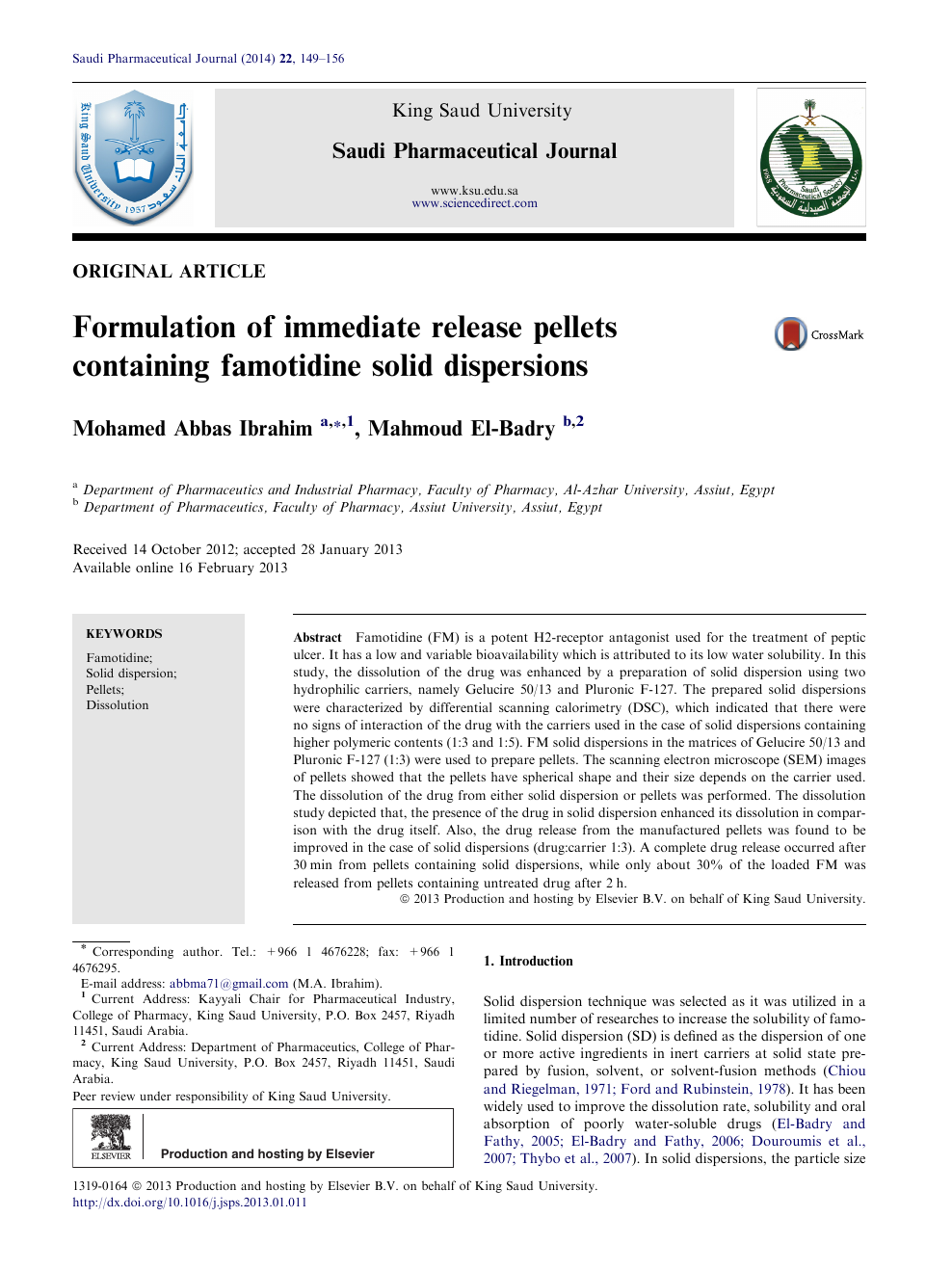 Formulation Of Immediate Release Pellets Containing Famotidine Solid Dispersions Topic Of Research Paper In Chemical Sciences Download Scholarly Article Pdf And Read For Free On Cyberleninka Open Science Hub