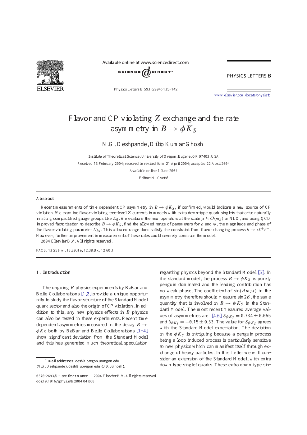 Flavor And Cp Violating Z Exchange And The Rate Asymmetry In B Fks Topic Of Research Paper In Physical Sciences Download Scholarly Article Pdf And Read For Free On Cyberleninka Open Science