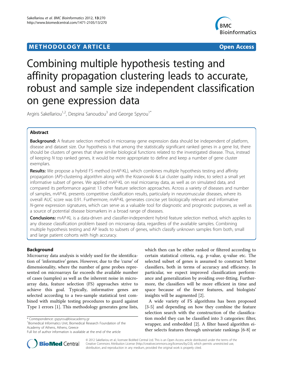 Combining multiple hypothesis testing and affinity propagation