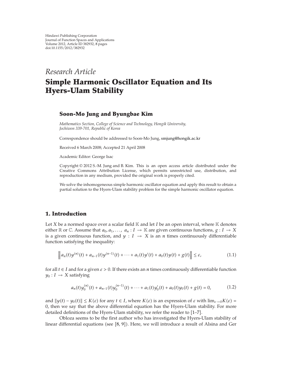 Simple Harmonic Oscillator Equation And Its Hyers Ulam Stability Topic Of Research Paper In Mathematics Download Scholarly Article Pdf And Read For Free On Cyberleninka Open Science Hub