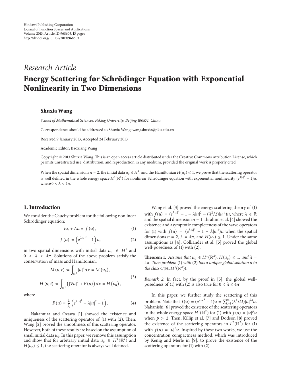nonlinear schrödinger equation