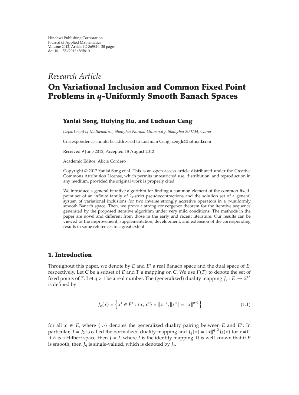 On Variational Inclusion And Common Fixed Point Problems In Q Uniformly Smooth Banach Spaces Topic Of Research Paper In Mathematics Download Scholarly Article Pdf And Read For Free On Cyberleninka Open