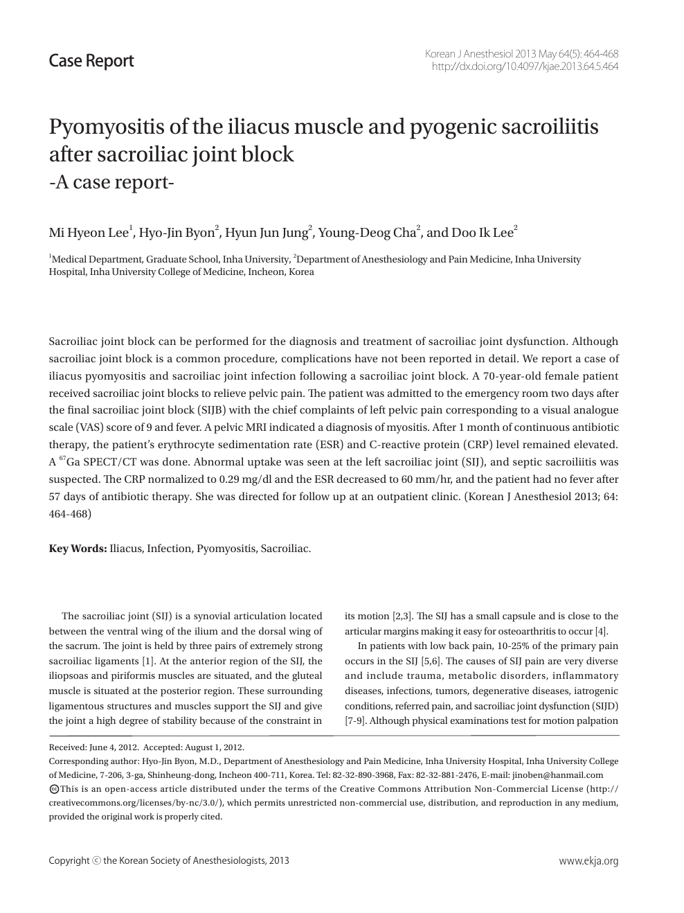 Pyomyositis Of The Iliacus Muscle And Pyogenic Sacroiliitis After Sacroiliac Joint Block A Case Report Topic Of Research Paper In Clinical Medicine Download Scholarly Article Pdf And Read For Free On