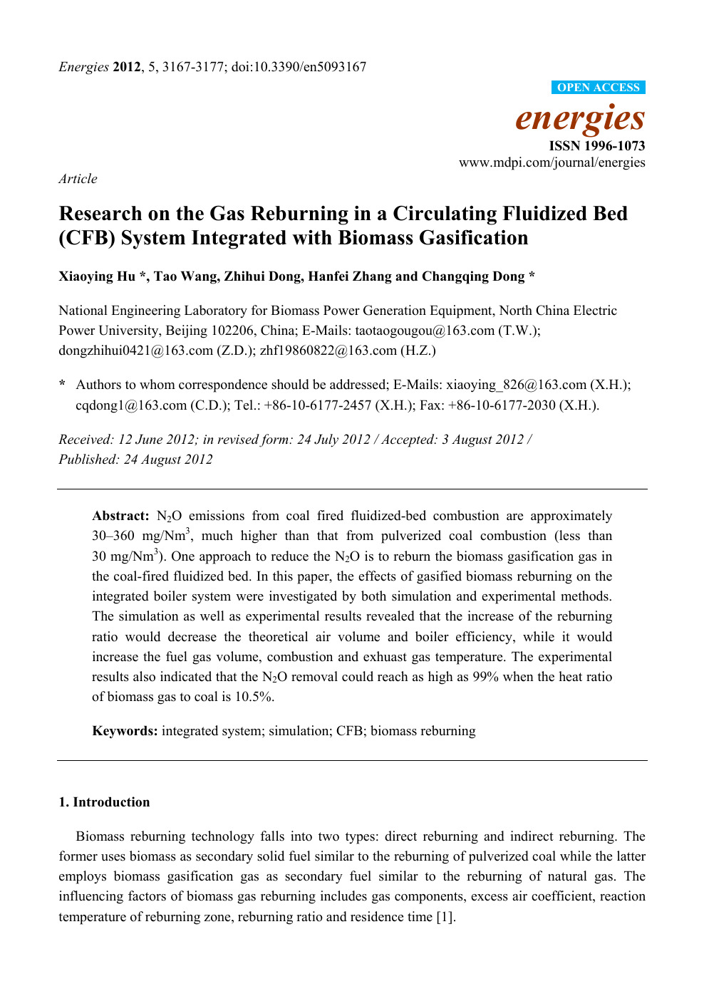 Research On The Gas Reburning In A Circulating Fluidized Bed Cfb System Integrated With Biomass Gasification Topic Of Research Paper In Chemical Engineering Download Scholarly Article Pdf And Read For Free