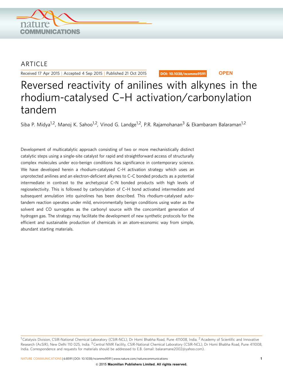 Reversed Reactivity Of Anilines With Alkynes In The Rhodium Catalysed C H Activation Carbonylation Tandem Topic Of Research Paper In Chemical Sciences Download Scholarly Article Pdf And Read For Free On Cyberleninka Open Science