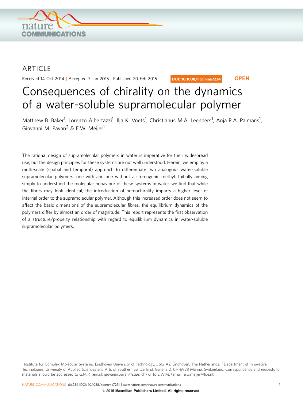 Consequences Of Chirality On The Dynamics Of A Water Soluble Supramolecular Polymer Topic Of Research Paper In Chemical Sciences Download Scholarly Article Pdf And Read For Free On Cyberleninka Open Science Hub