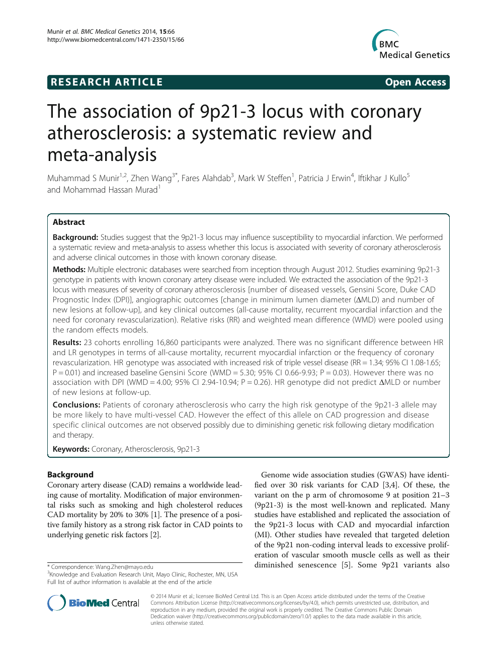 The Association Of 9p21 3 Locus With Coronary Atherosclerosis A Systematic Review And Meta Analysis Topic Of Research Paper In Health Sciences Download Scholarly Article Pdf And Read For Free On Cyberleninka Open
