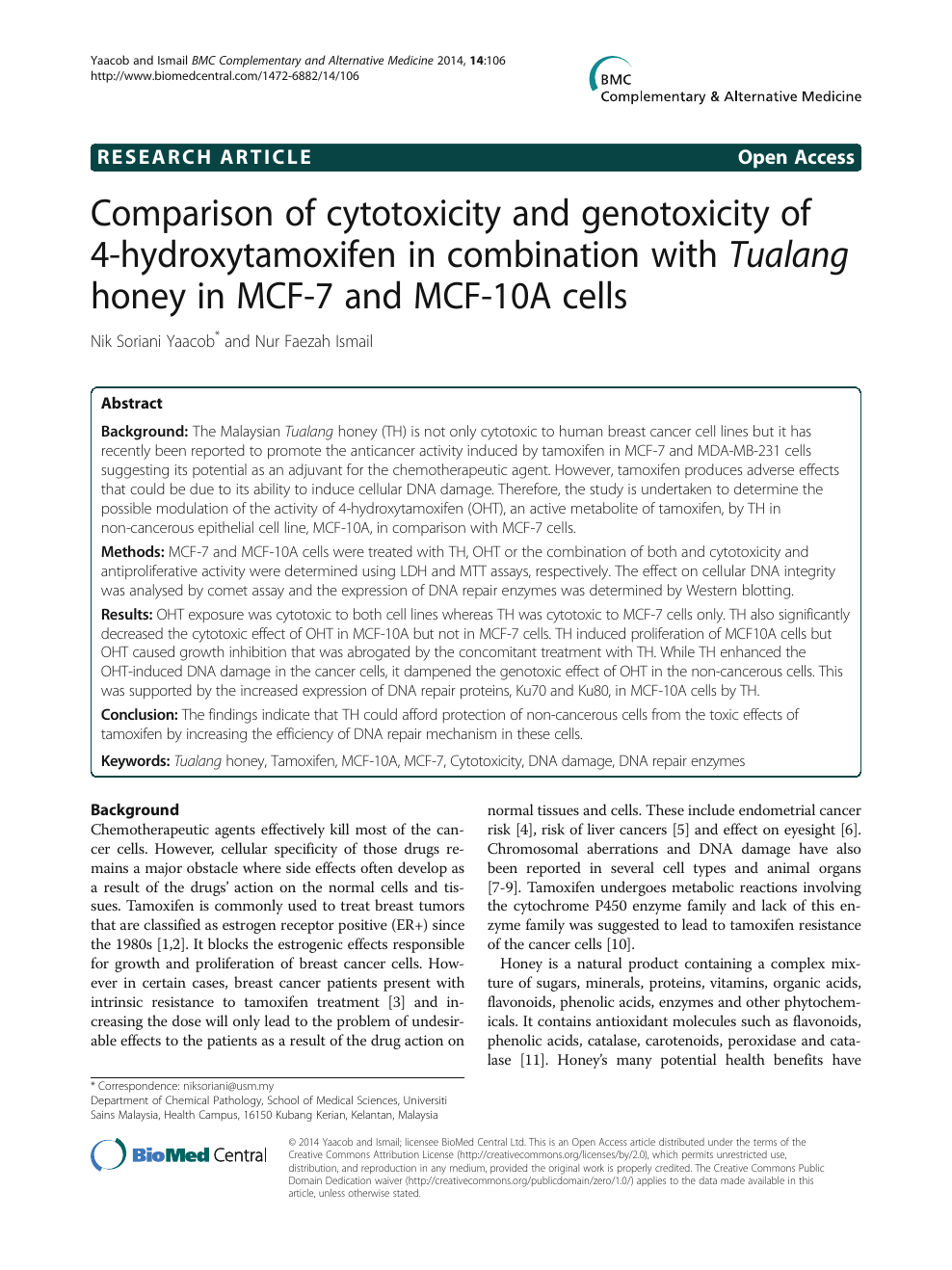 Comparison of cytotoxicity and genotoxicity of 4-hydroxytamoxifen 