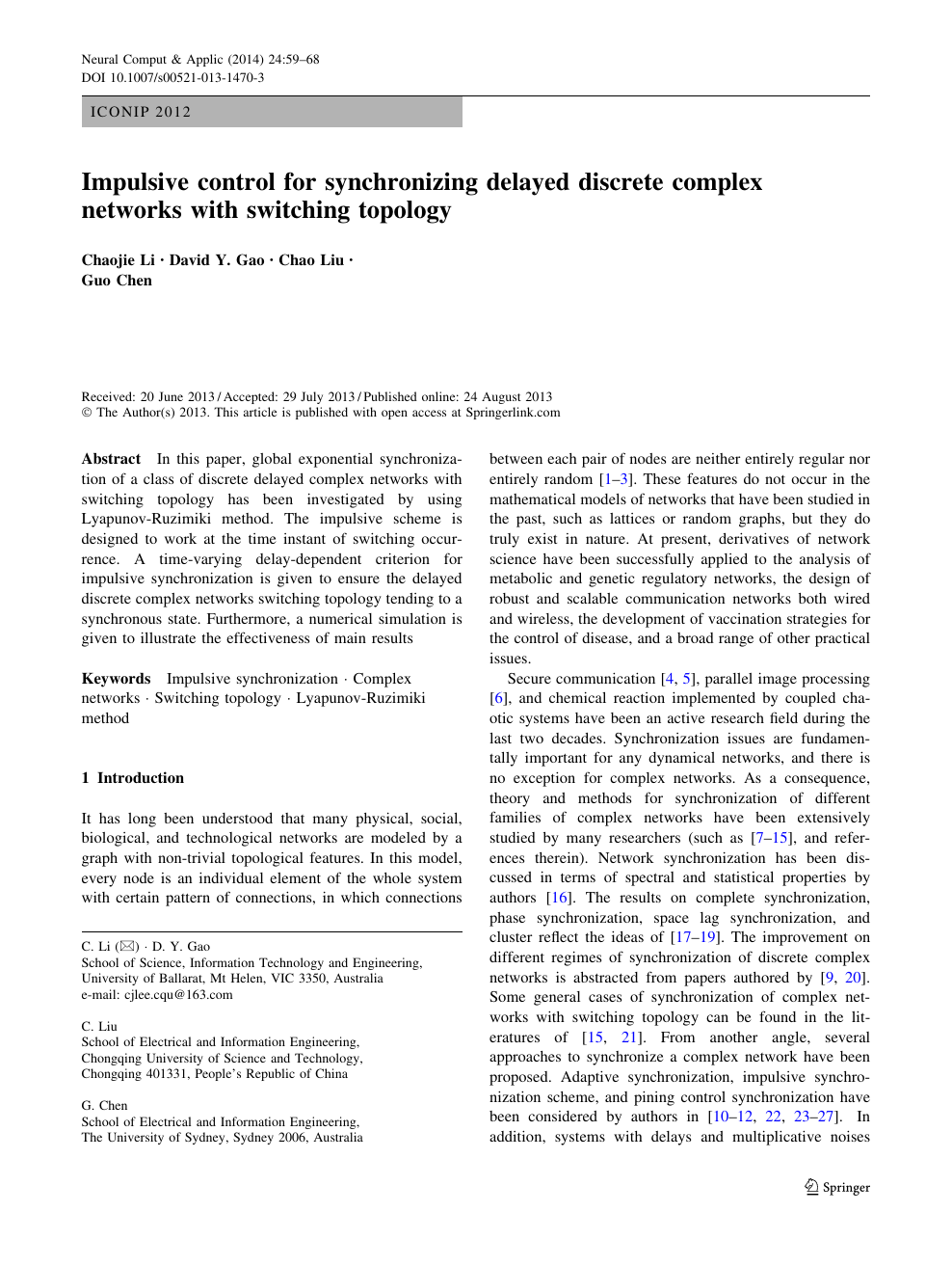Impulsive Control For Synchronizing Delayed Discrete Complex Networks With Switching Topology Topic Of Research Paper In Mathematics Download Scholarly Article Pdf And Read For Free On Cyberleninka Open Science Hub