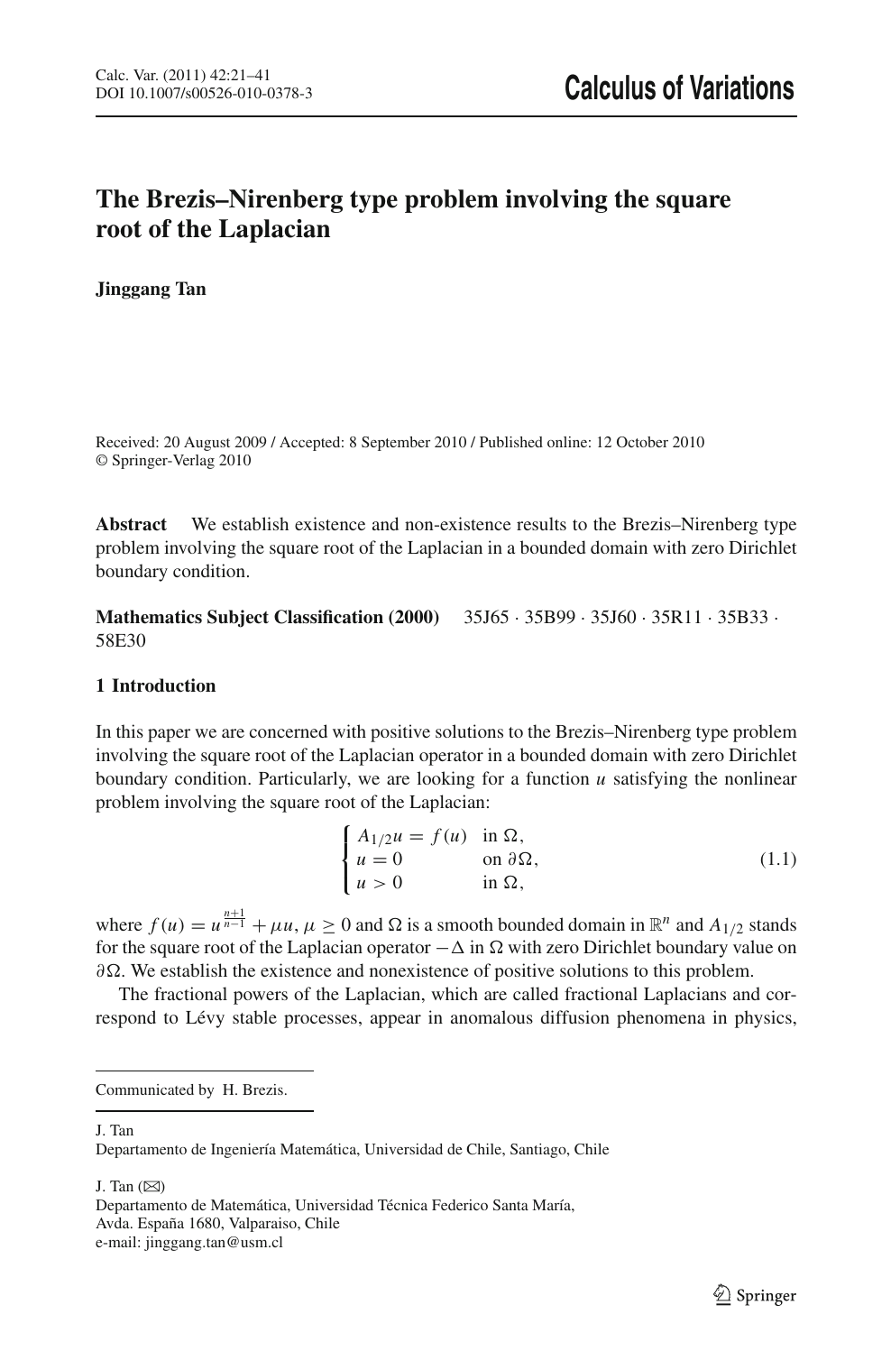 The Brezis Nirenberg Type Problem Involving The Square Root Of The Laplacian Topic Of Research Paper In Mathematics Download Scholarly Article Pdf And Read For Free On Cyberleninka Open Science Hub
