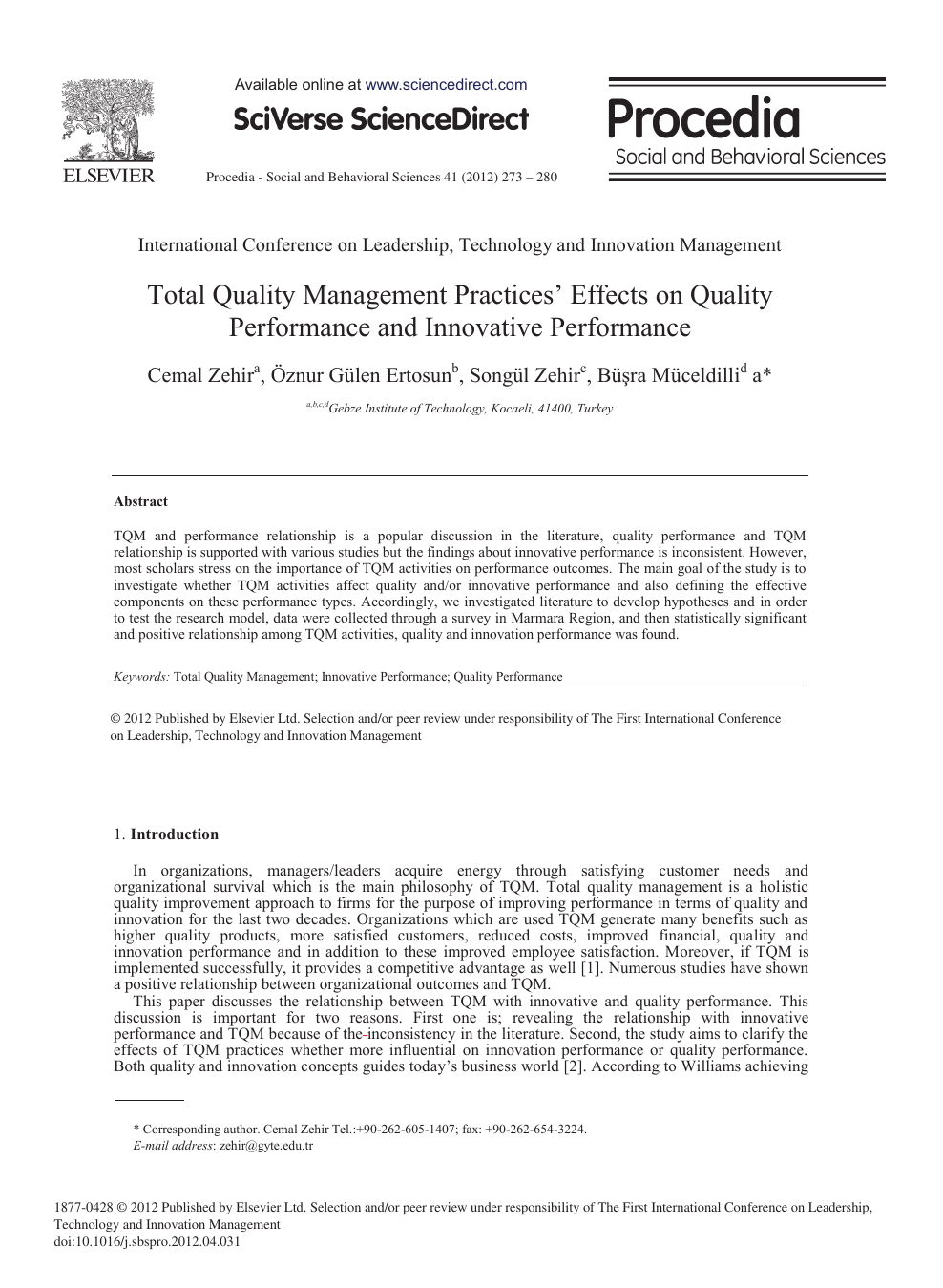 article review on total quality management