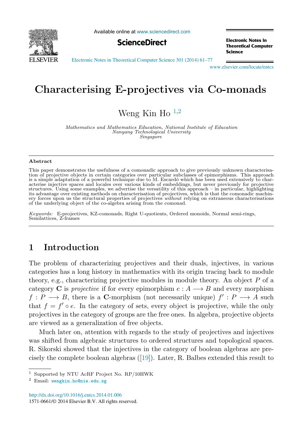 Characterising E Projectives Via Co Monads Topic Of Research Paper In Mathematics Download Scholarly Article Pdf And Read For Free On Cyberleninka Open Science Hub