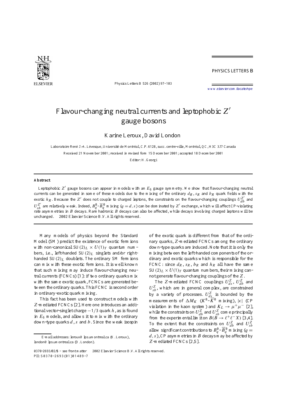 Flavour Changing Neutral Currents And Leptophobic Z Gauge Bosons Topic Of Research Paper In Physical Sciences Download Scholarly Article Pdf And Read For Free On Cyberleninka Open Science Hub