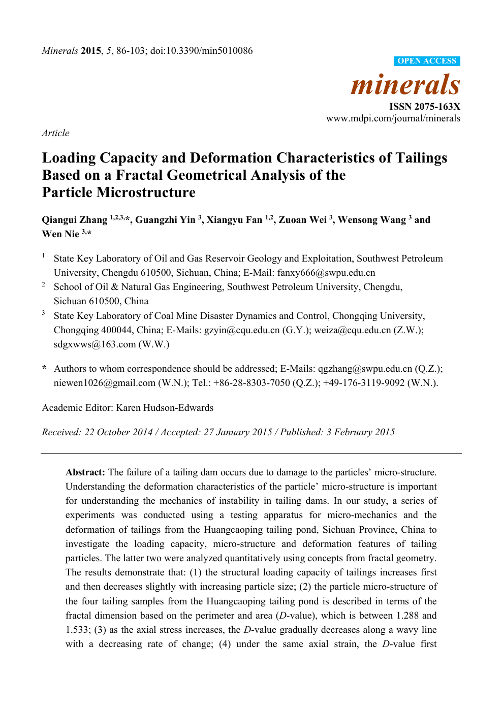 Loading Capacity And Deformation Characteristics Of Tailings Based On A Fractal Geometrical Analysis Of The Particle Microstructure Topic Of Research Paper In Earth And Related Environmental Sciences Download Scholarly Article Pdf