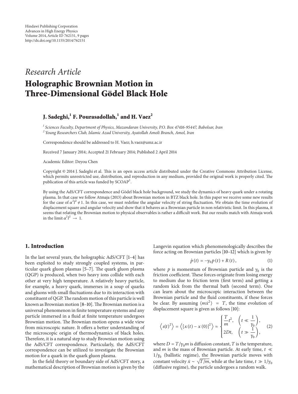 Holographic Brownian Motion In Three Dimensional Godel Black Hole Topic Of Research Paper In Physical Sciences Download Scholarly Article Pdf And Read For Free On Cyberleninka Open Science Hub