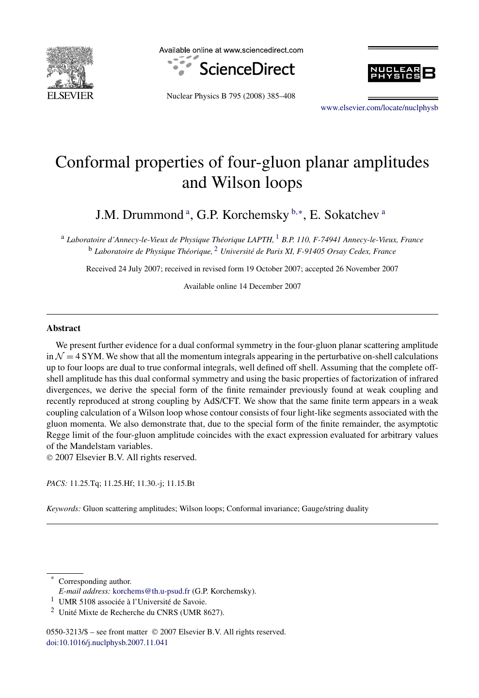 Conformal Properties Of Four Gluon Planar Amplitudes And Wilson Loops Topic Of Research Paper In Physical Sciences Download Scholarly Article Pdf And Read For Free On Cyberleninka Open Science Hub
