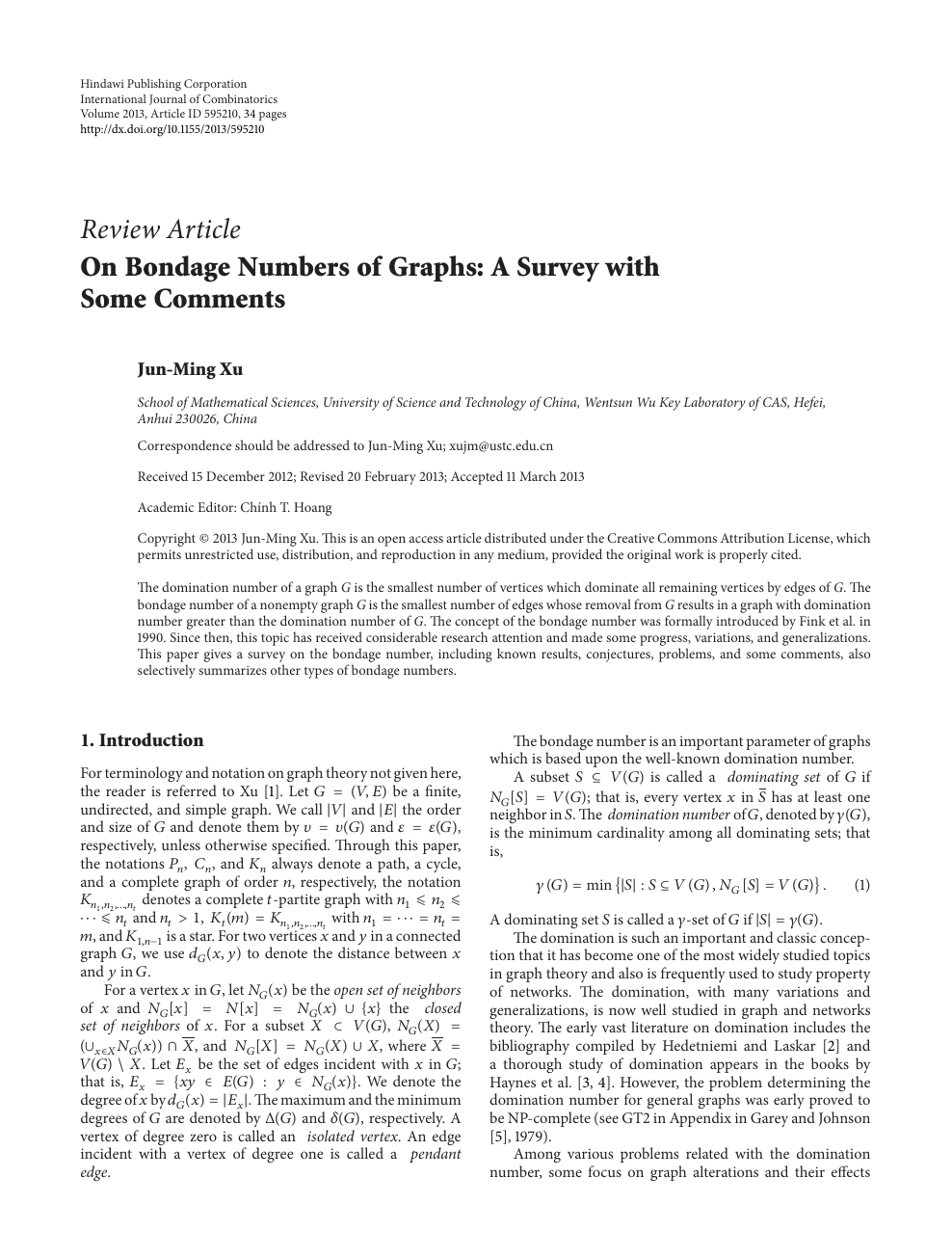 On Bondage Numbers Of Graphs A Survey With Some Comments Topic Of Research Paper In Mathematics Download Scholarly Article Pdf And Read For Free On Cyberleninka Open Science Hub