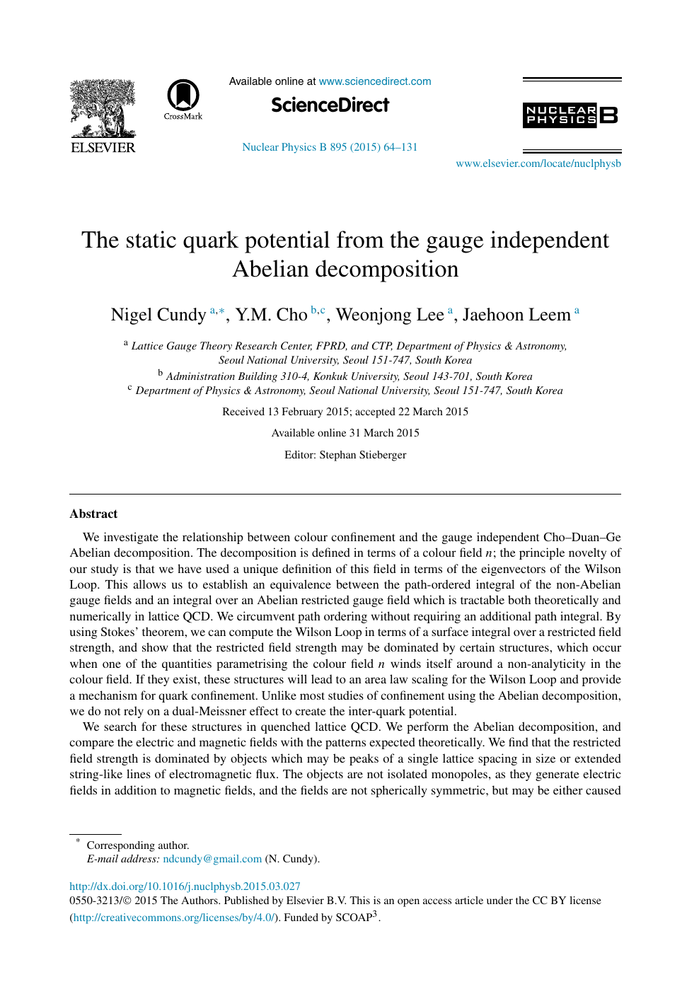 The Static Quark Potential From The Gauge Independent Abelian Decomposition Topic Of Research Paper In Physical Sciences Download Scholarly Article Pdf And Read For Free On Cyberleninka Open Science Hub
