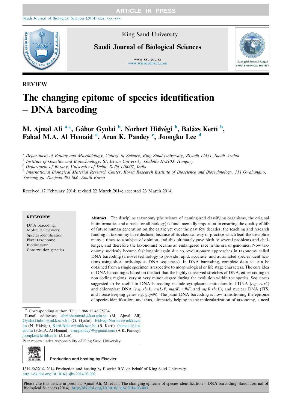 The Changing Epitome Of Species Identification Dna Barcoding Topic Of Research Paper In Biological Sciences Download Scholarly Article Pdf And Read For Free On Cyberleninka Open Science Hub
