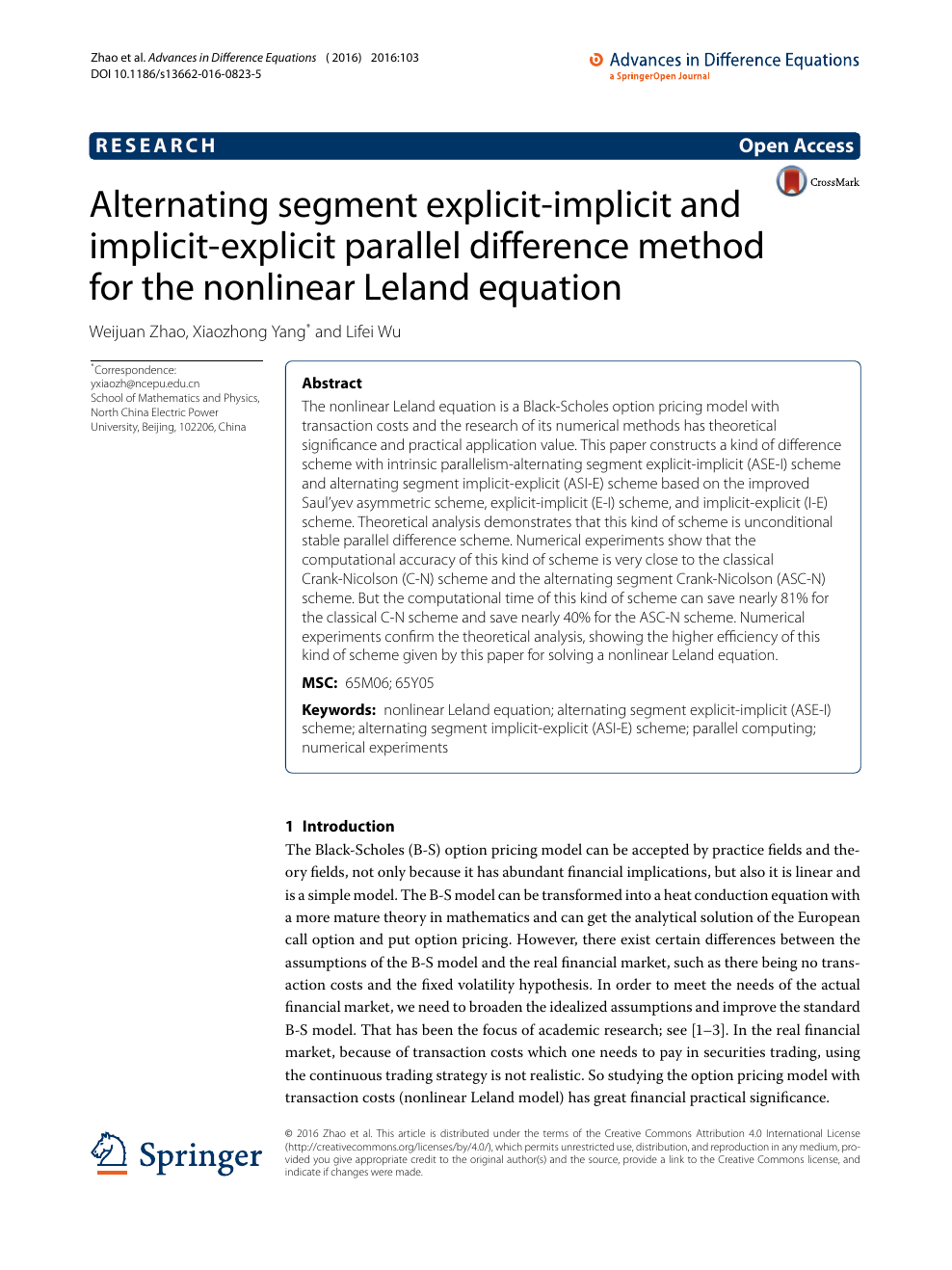 Alternating Segment Explicit Implicit And Implicit Explicit Parallel Difference Method For The Nonlinear Leland Equation Topic Of Research Paper In Mathematics Download Scholarly Article Pdf And Read For Free On Cyberleninka Open Science