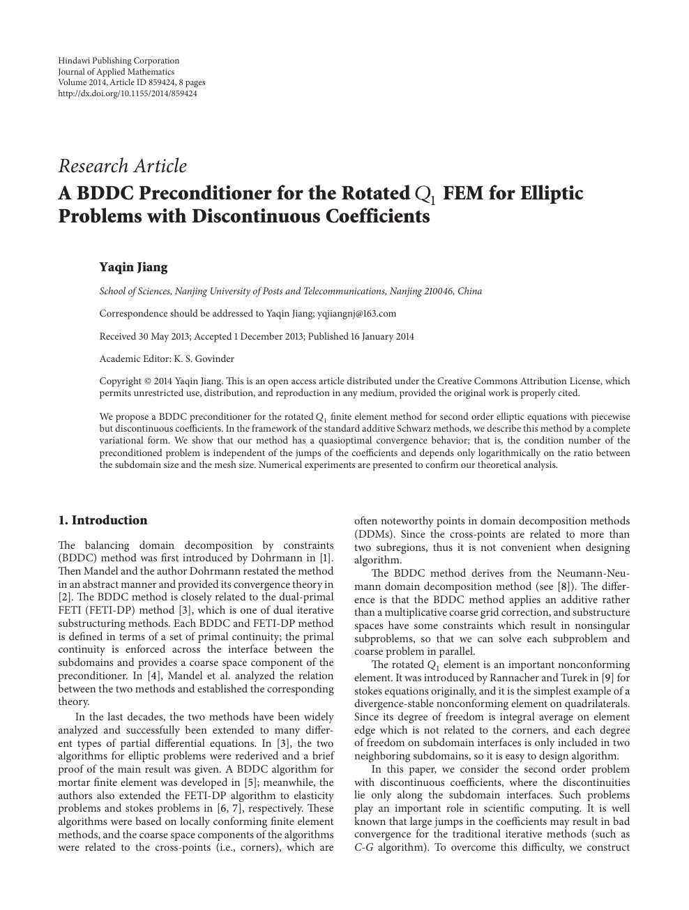 A dc Preconditioner For The Rotated Fem For Elliptic Problems With Discontinuous Coefficients Topic Of Research Paper In Mathematics Download Scholarly Article Pdf And Read For Free On Cyberleninka Open Science