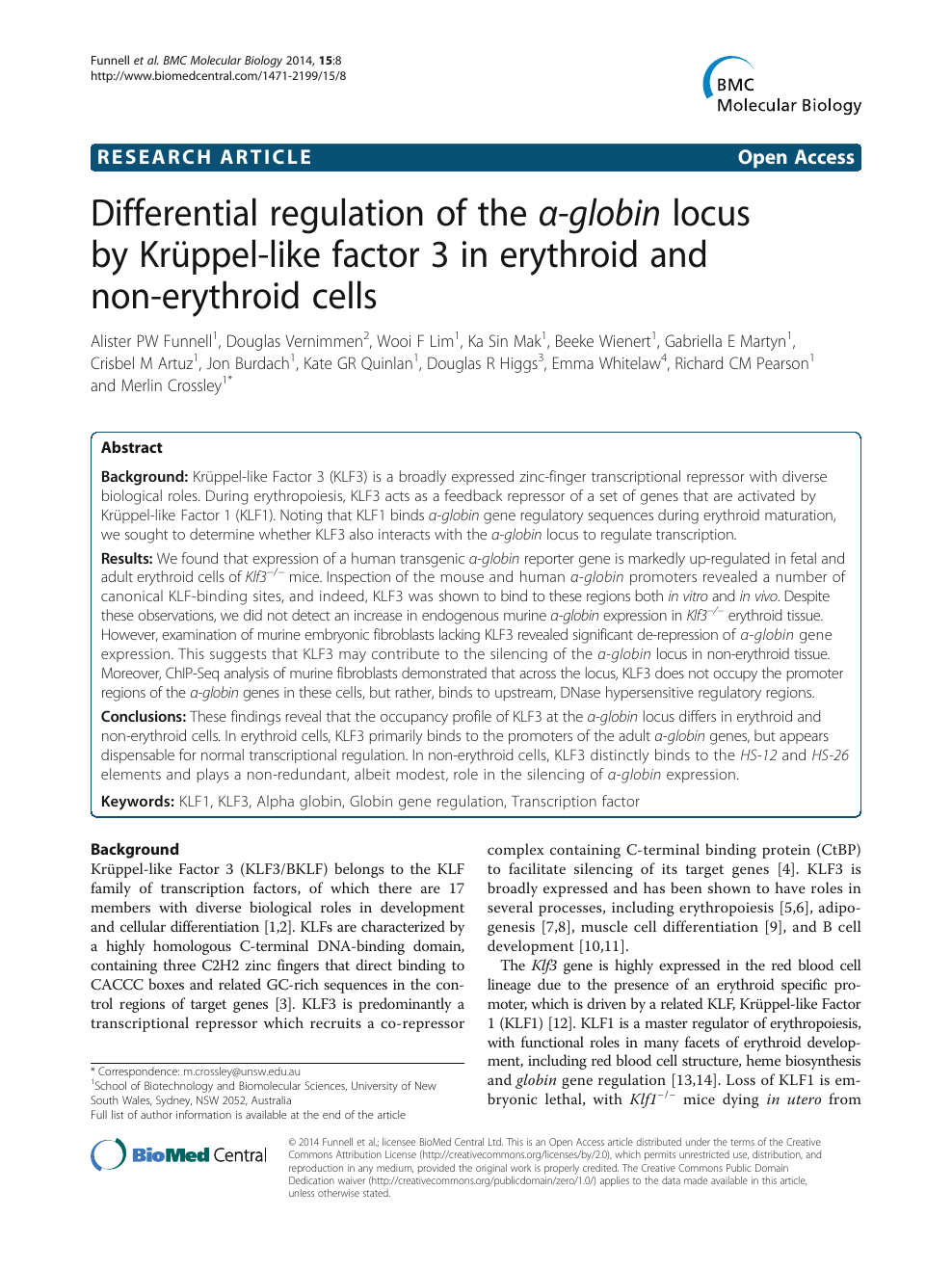 Differential Regulation Of The A Globin Locus By Kruppel Like Factor 3 In Erythroid And Non Erythroid Cells Topic Of Research Paper In Biological Sciences Download Scholarly Article Pdf And Read For Free On