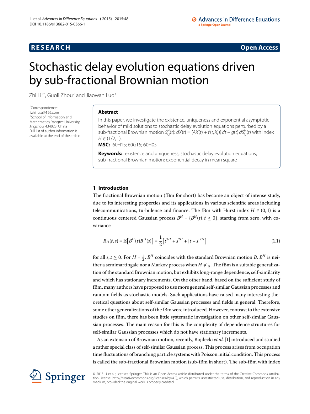 Stochastic Delay Evolution Equations Driven By Sub Fractional Brownian Motion Topic Of Research Paper In Mathematics Download Scholarly Article Pdf And Read For Free On Cyberleninka Open Science Hub