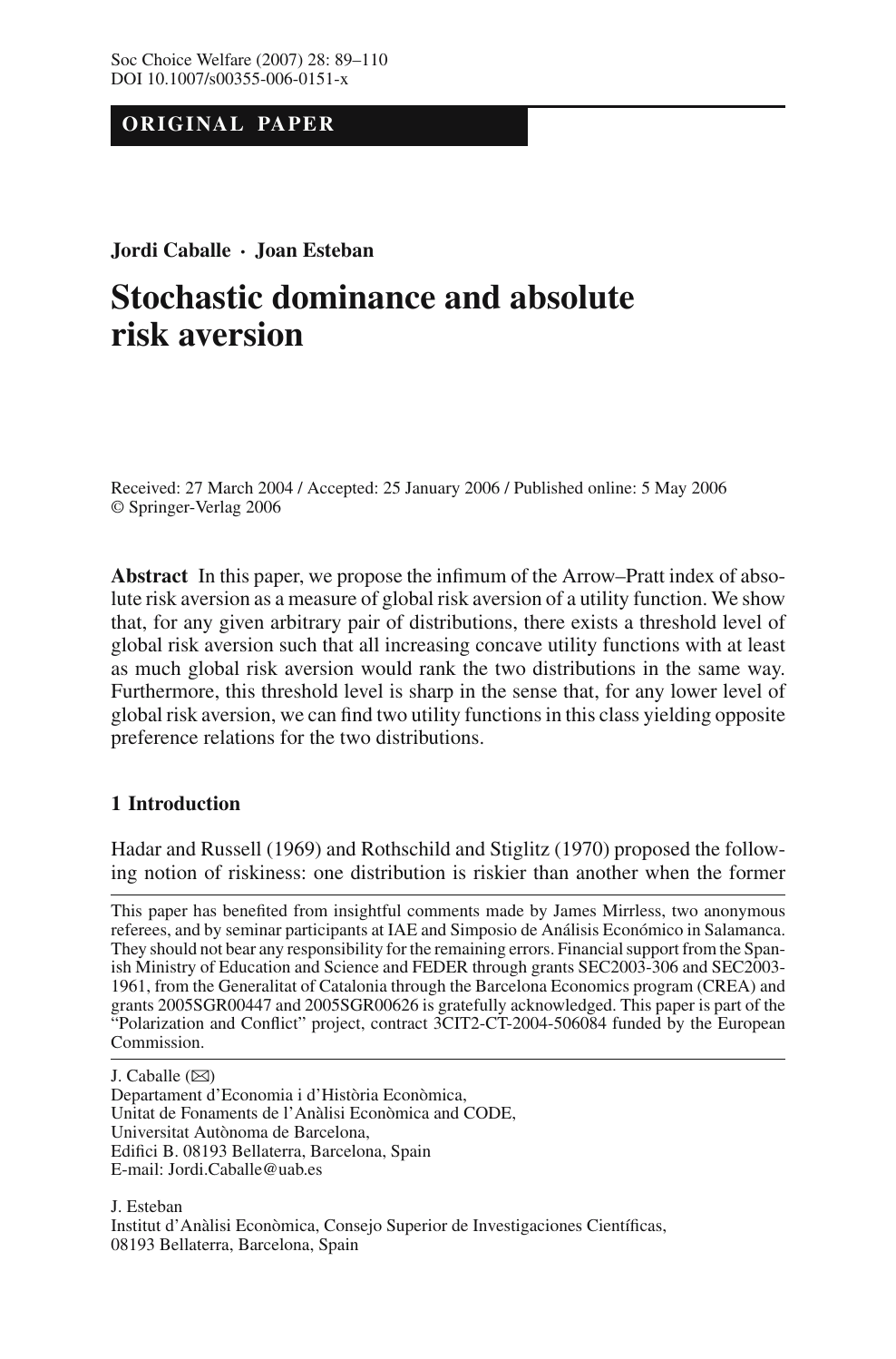 Avl Mobilisere Aftensmad Stochastic Dominance and Absolute Risk Aversion – topic of research paper  in Mathematics. Download scholarly article PDF and read for free on  CyberLeninka open science hub.
