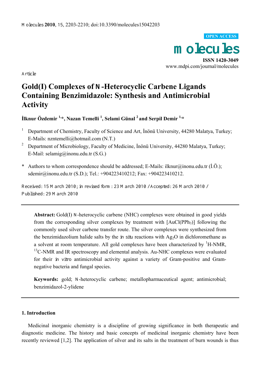 Gold I Complexes Of N Heterocyclic Carbene Ligands Containing Benzimidazole Synthesis And Antimicrobial Activity Topic Of Research Paper In Chemical Sciences Download Scholarly Article Pdf And Read For Free On Cyberleninka Open Science
