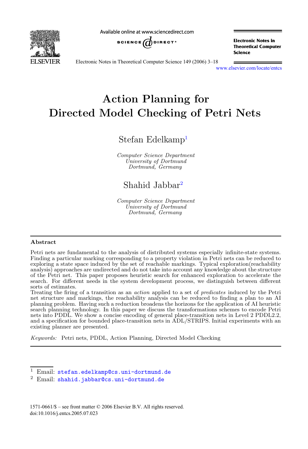 Action Planning For Directed Model Checking Of Petri Nets - 