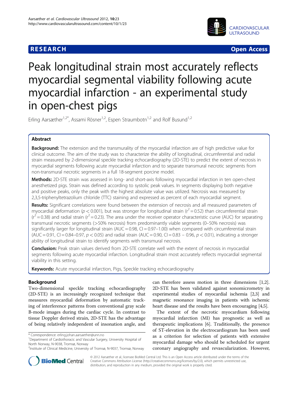 Longitudinal strain by two-dimensional speckle tracking to assess