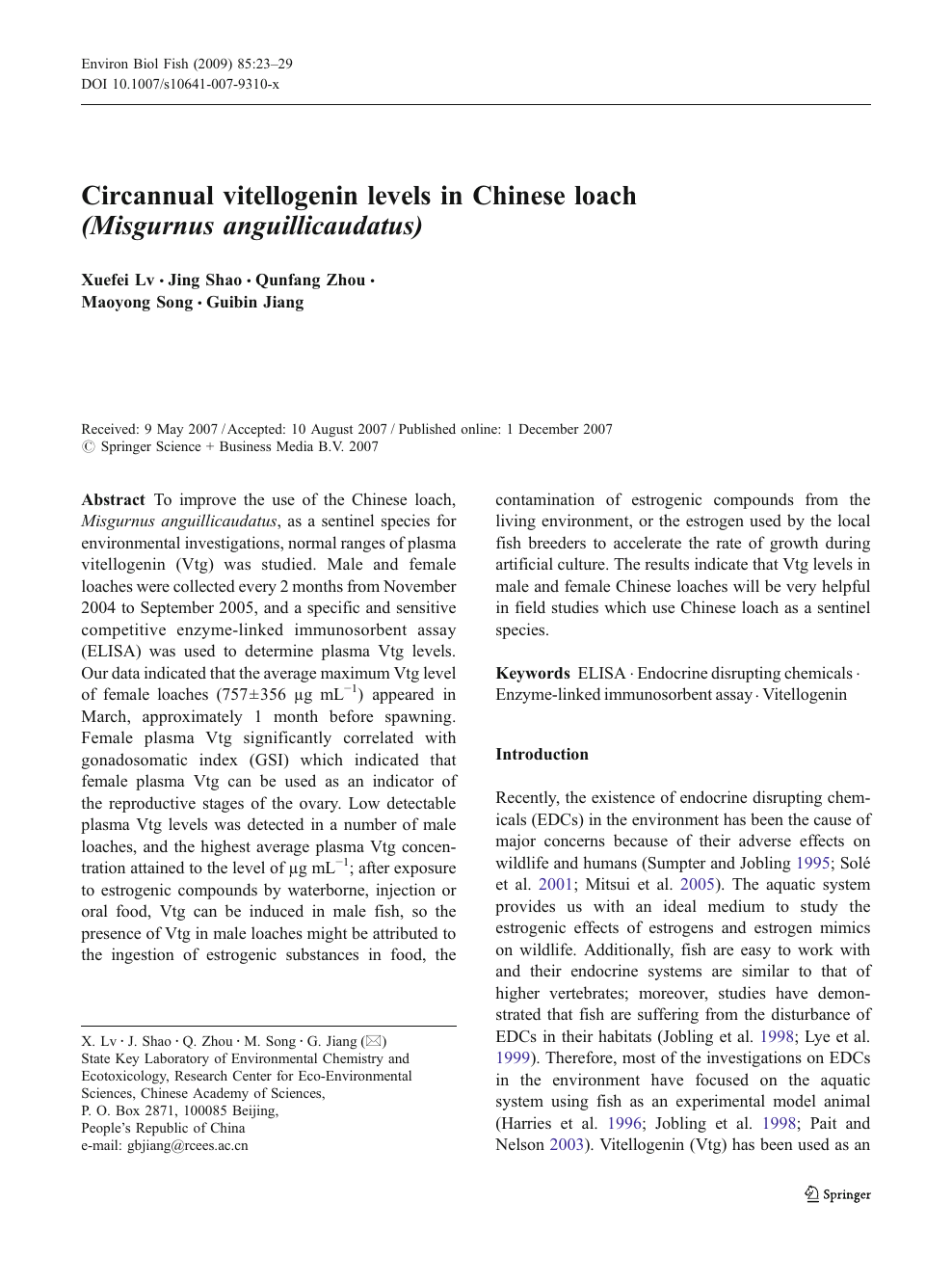 Circannual Vitellogenin Levels In Chinese Loach Misgurnus Anguillicaudatus Topic Of Research Paper In Animal And Dairy Science Download Scholarly Article Pdf And Read For Free On Cyberleninka Open Science Hub