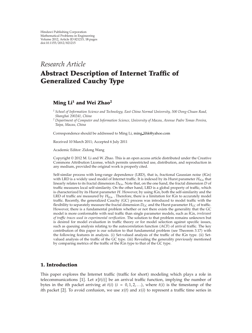Abstract Description Of Internet Traffic Of Generalized Cauchy Type Topic Of Research Paper In Mathematics Download Scholarly Article Pdf And Read For Free On Cyberleninka Open Science Hub